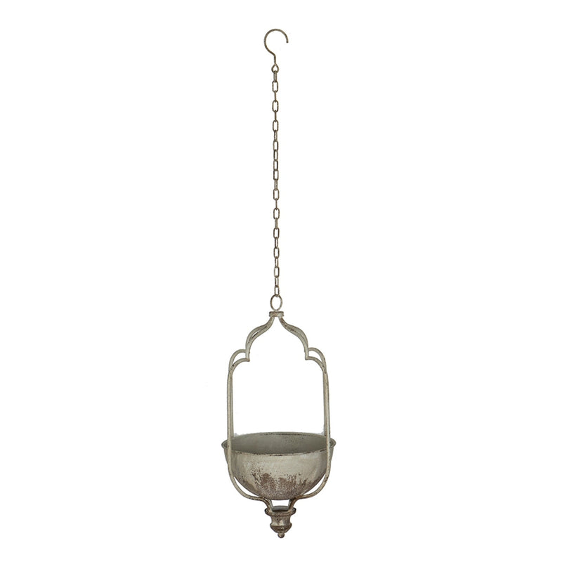 11.8x9.8x21.7' Rustic Hanging Iron Planter with Distressed White Finish