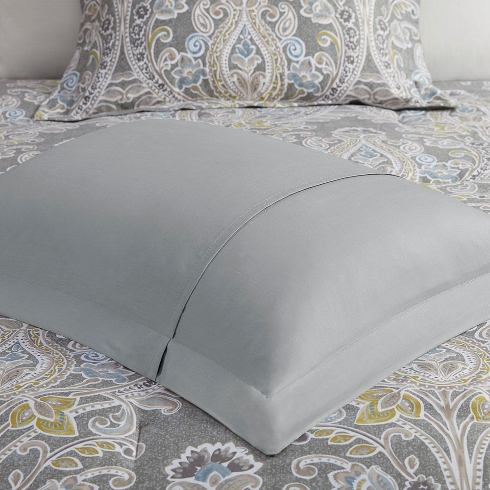 5 Piece Cotton Duvet Cover Set Grey Full/Queen Media 7