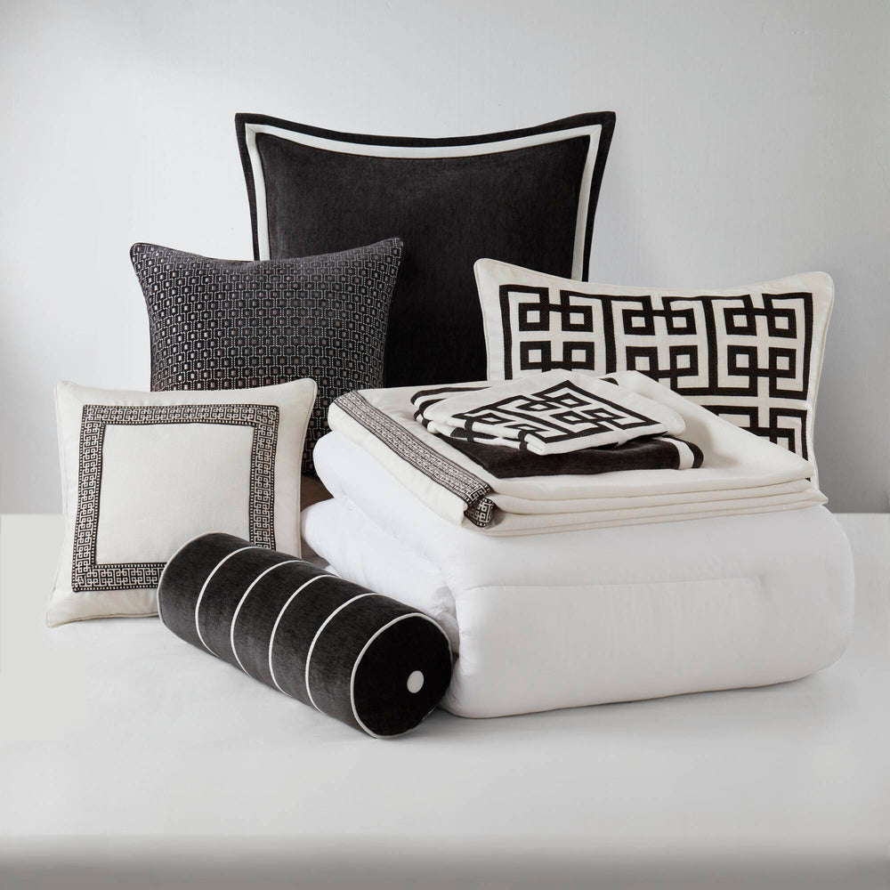 9 PCS King Embroidery Oversized Duvet Style Comforter Set Black/White Media 15