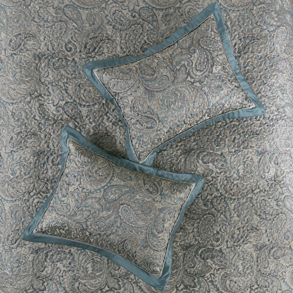 5 Piece Jacquard Bedspread Set with Throw Pillows Teal Queen Media 5