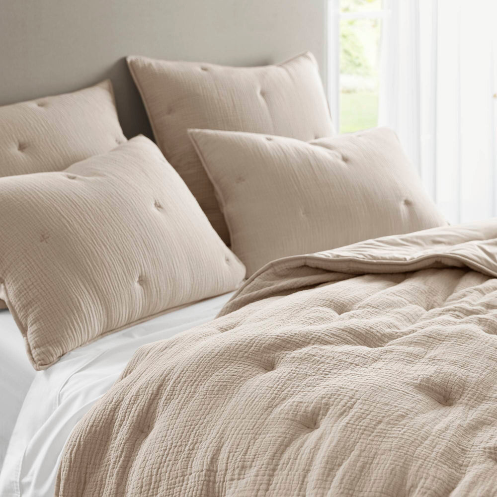 3-Piece King Cotton  Embroidered Quilt Set,Taupe Media 20