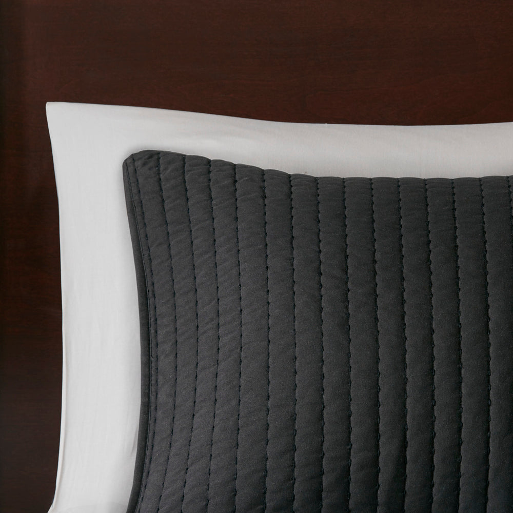 3 Piece Quilt Set Black Full/Queen Media 8