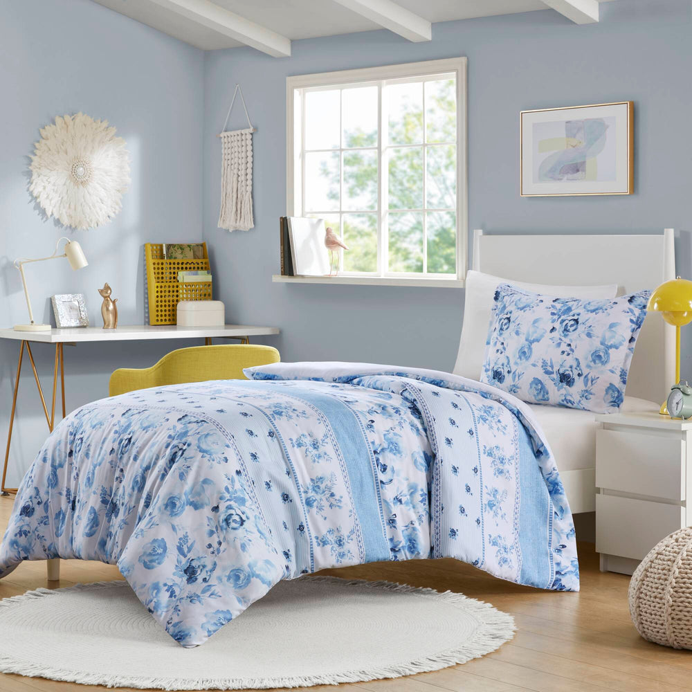Floral Striped Duvet Cover Set Twin/Twin XL Media 20