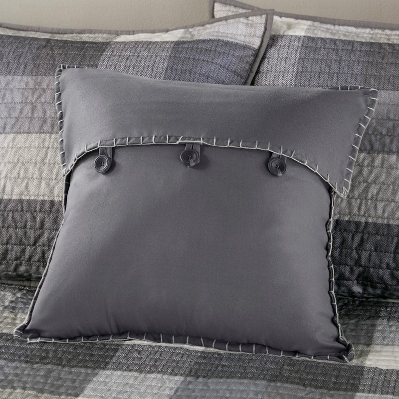 6 Piece Reversible Plaid Daybed Cover Set Grey Daybed