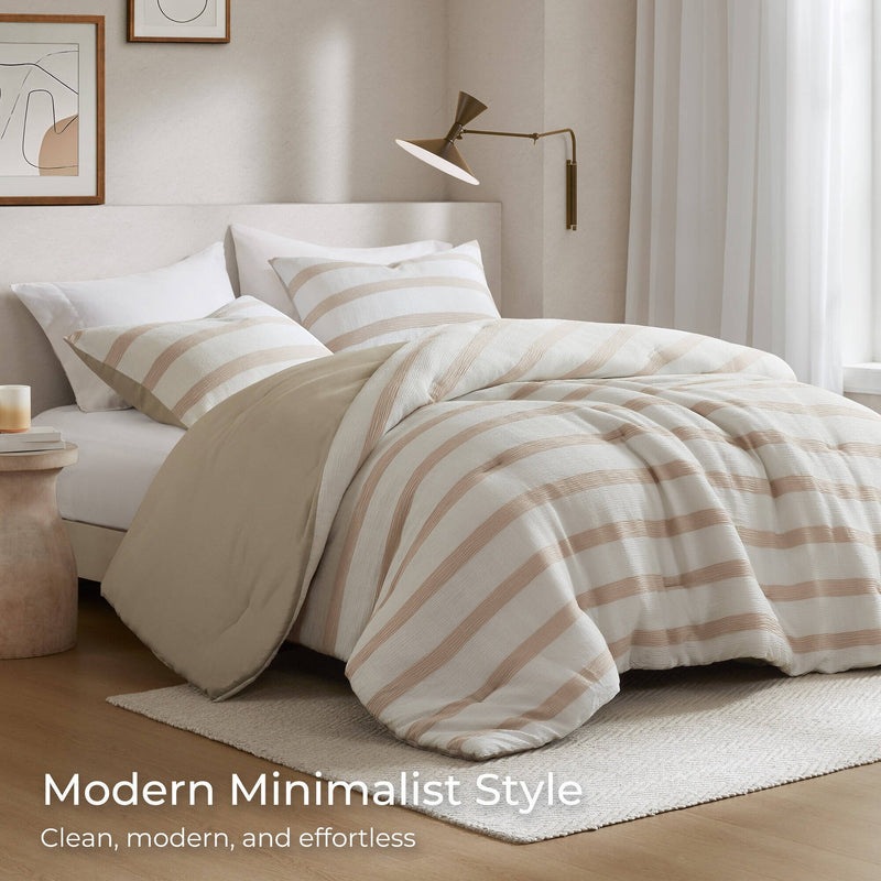 3-Piece Full/Queen Yarn-dyed striped comforter