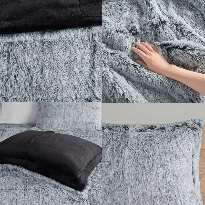 Shaggy Long Fur Comforter Mini Set