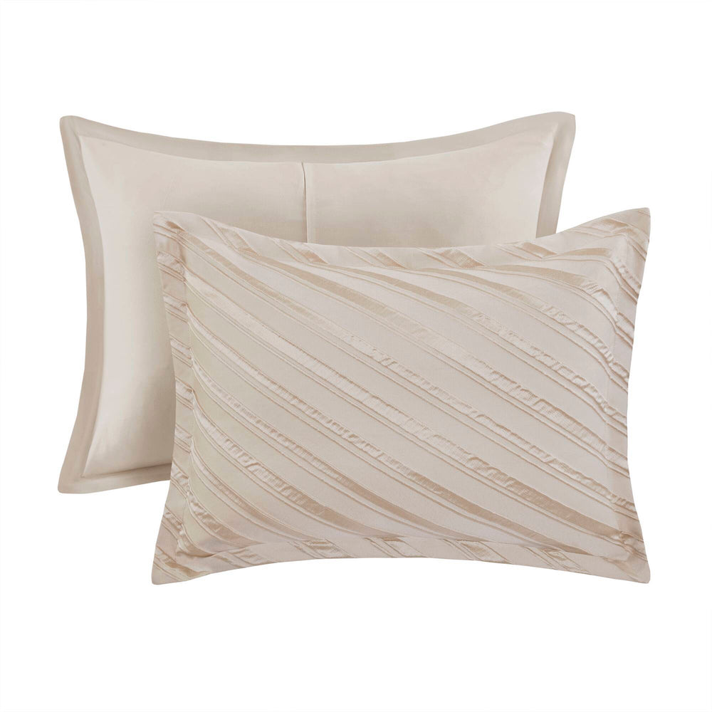 7 PCS Queen Comforter Set Beige Media 7