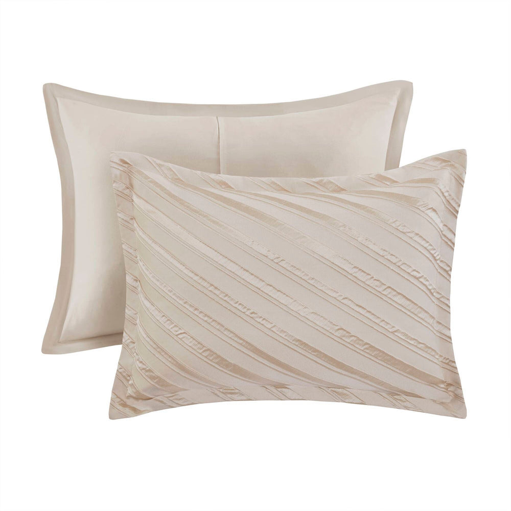 7 PCS Queen Comforter Set Beige Media 7