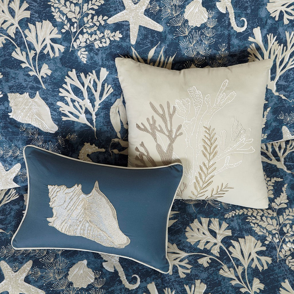 7 Piece Cotton Sateen Comforter Set Blue Cal King Media 4