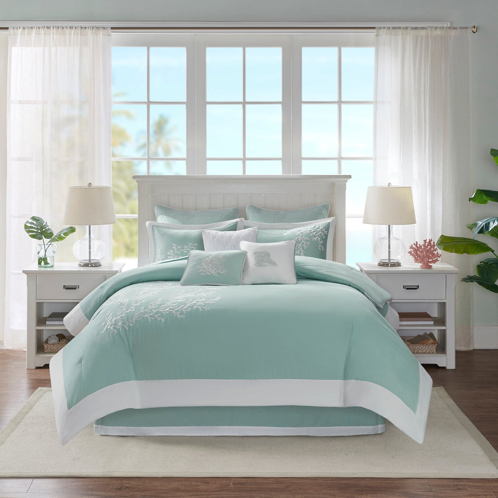 Oversized Cotton Jacquard Comforter Set Aqua Full Media 12