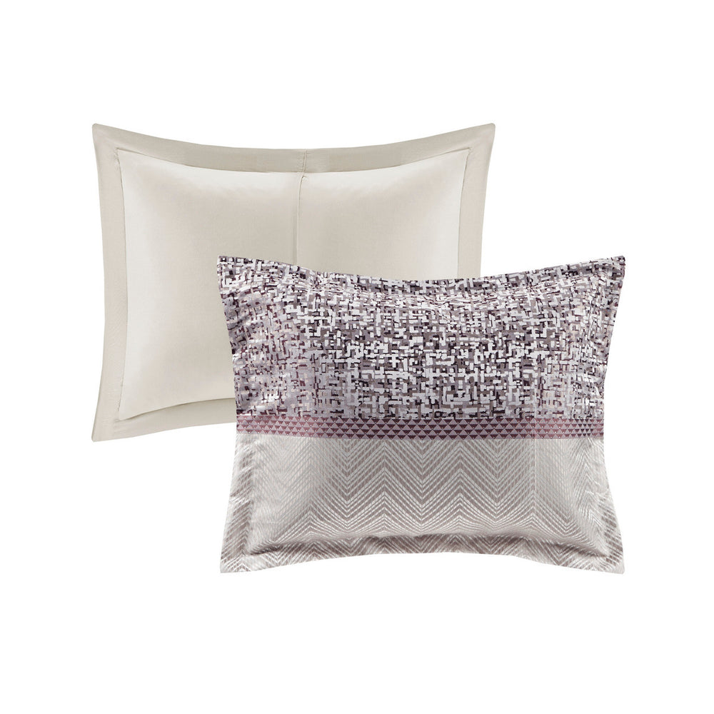 7 Piece Jacquard Comforter Set Purple Cal King Media 11