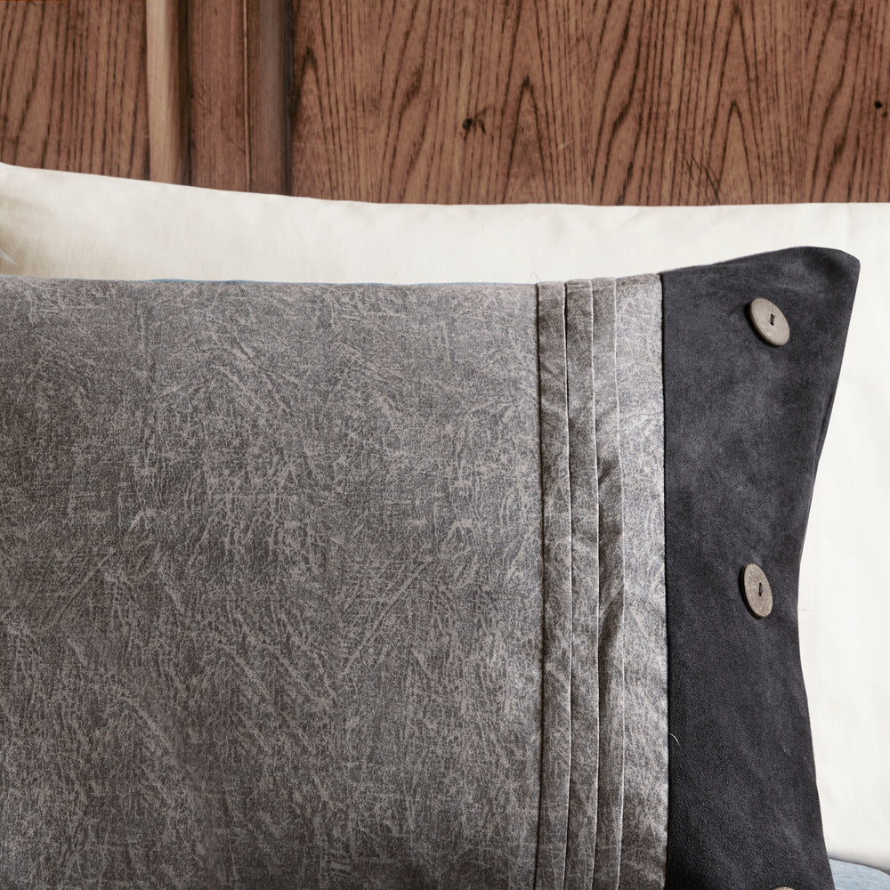 7 Piece Faux Suede Comforter Set Grey King Media 8