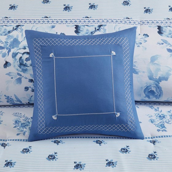 Full/Queen Floral Striped Comforter Set Media 13