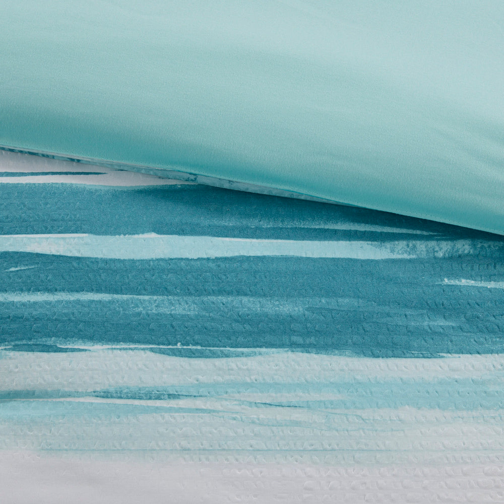 8 Piece Printed Seersucker Comforter and Quilt Set Collection Aqua King/Cal King Media 6