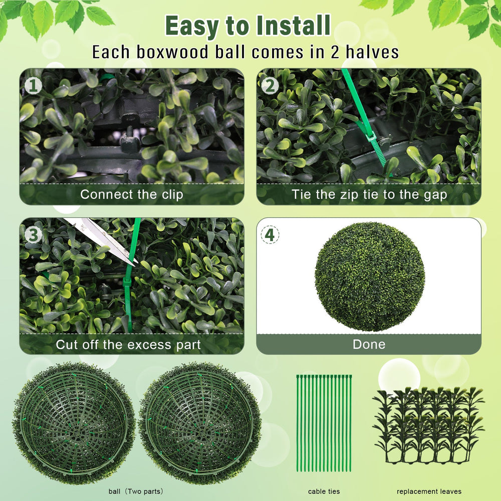 22.4IN Topiary Balls Artificial Outdoor Faux Boxwood Plants Large Green Decorative Spheres for Garden Front Porch Patio Planter Decoration, 2pcs/set Media 5