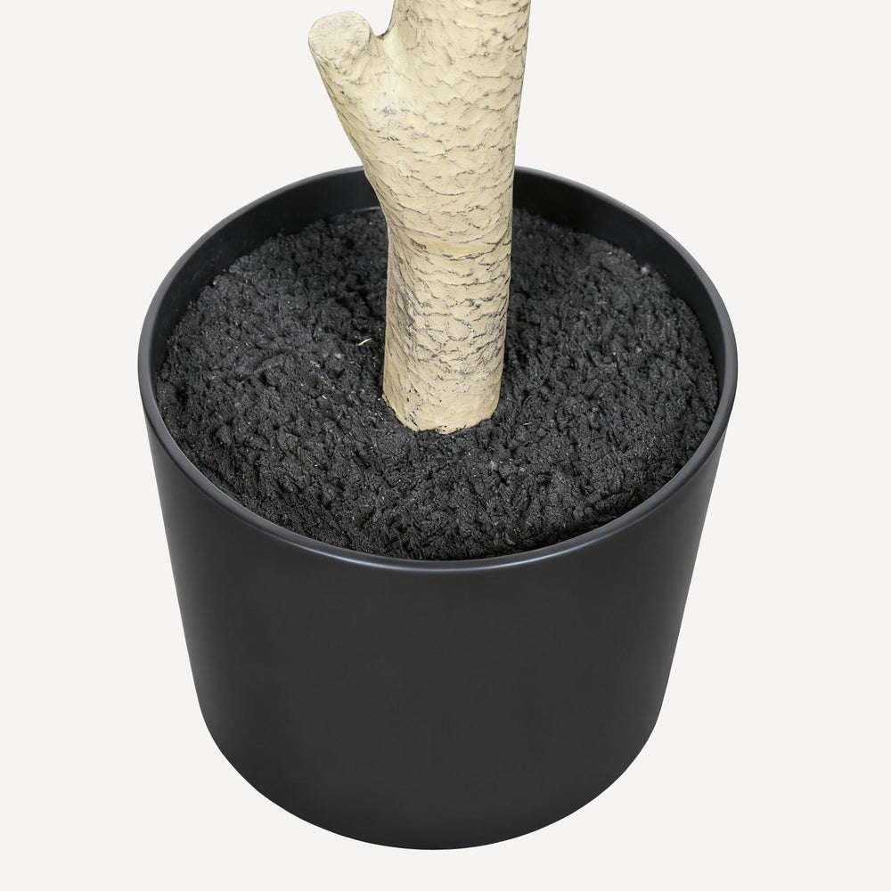 7' Artificial Fiddle Leaf Fig Tree in Black Plastic Pot Media 9