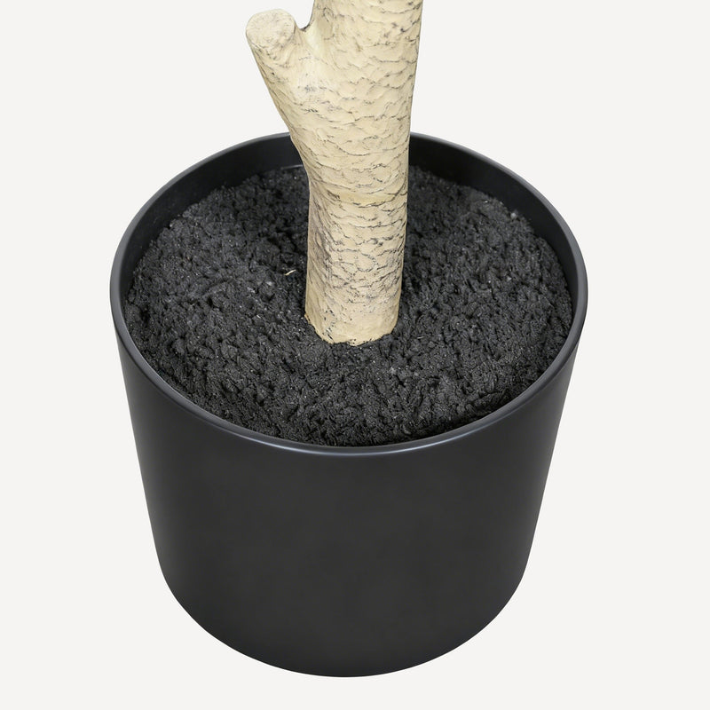 7' Artificial Fiddle Leaf Fig Tree in Black Plastic Pot