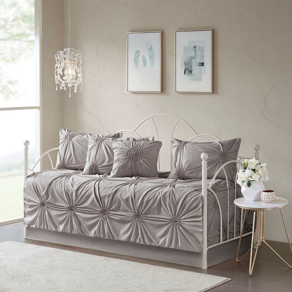 6 Piece Reversible Daybed Cover Set Dark Gray Daybed Media 1