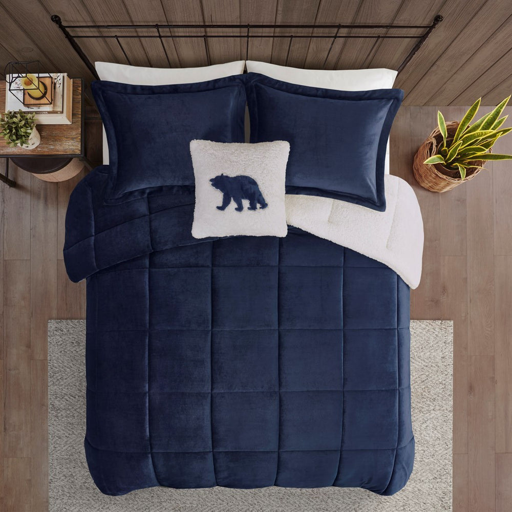 Full/Queen Plush to Sherpa Down Alternative Comforter Set Media 9