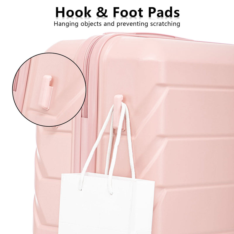 ABS Spinner Luggage 3 Piece Set Pink Matching Color & Combination Lock For Travel Use