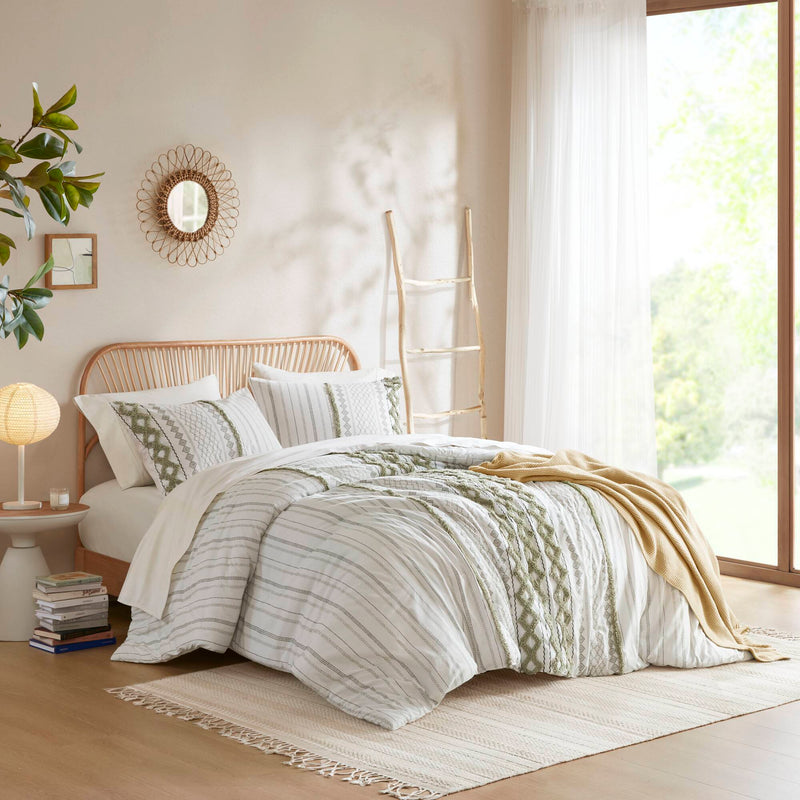 3 PCS Cotton Printed Comforter Set with Chenille