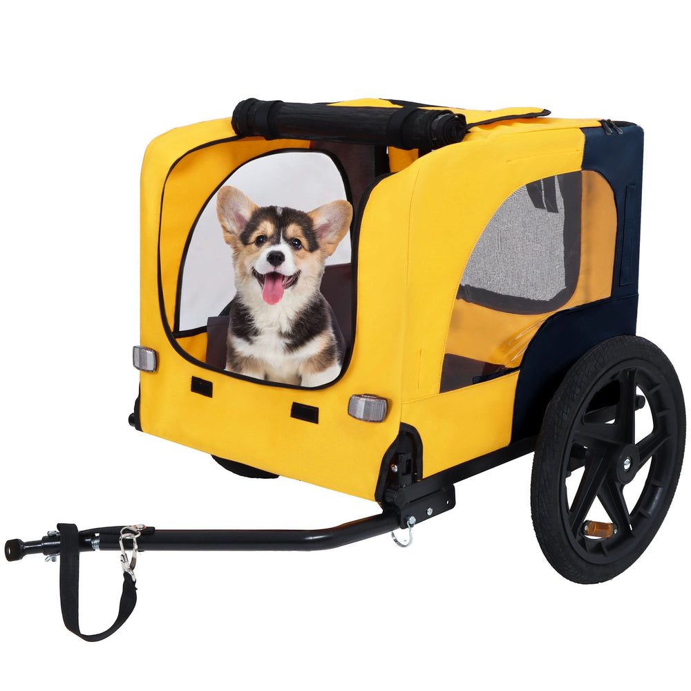 Pet Bike Trailer Dog Cart for Bicycle, Suitable for Small and Medium Pets, Easy Folding Cart Frame, Quick Release Wheel, Non-Slip Floor, Internal Leash Media 2