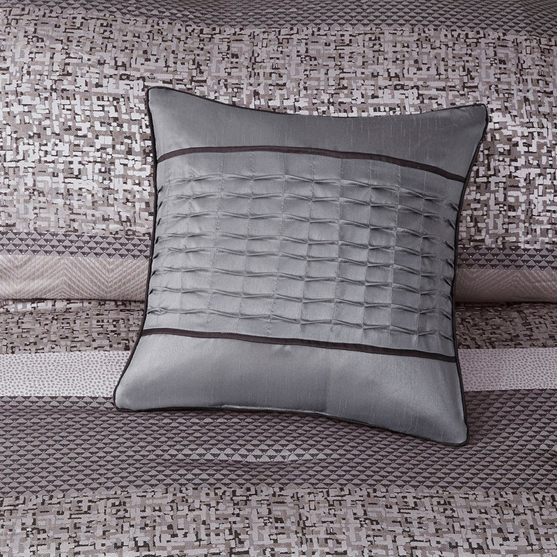 7 Piece Jacquard Comforter Set Grey/Taupe King