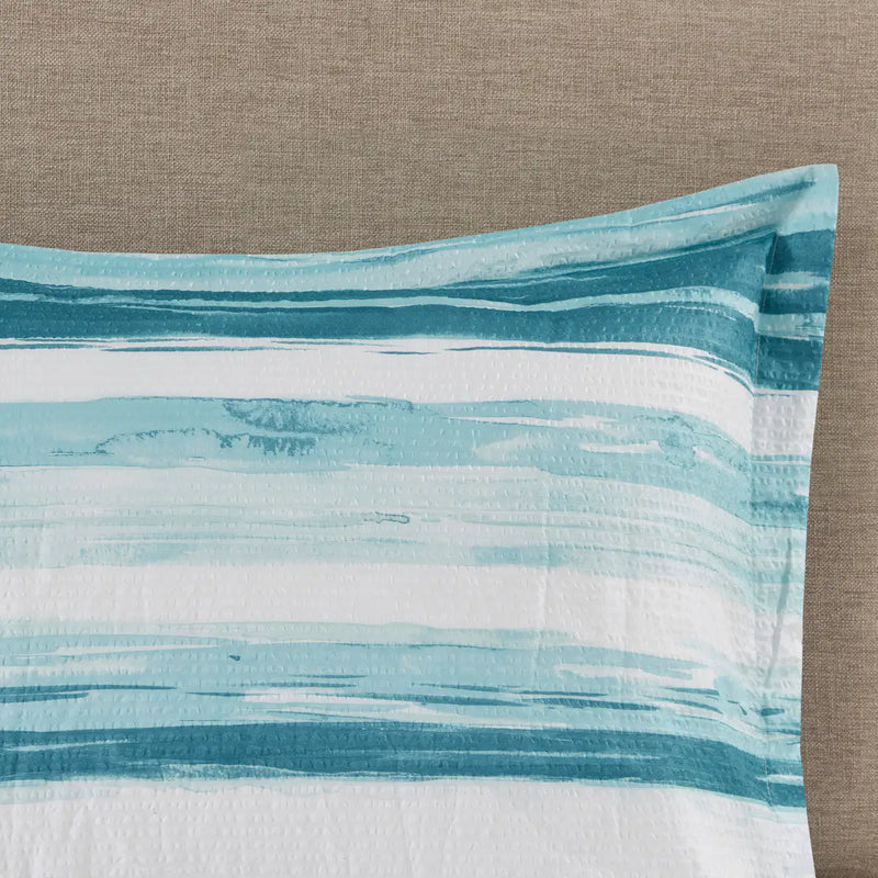 8 Piece Printed Seersucker Comforter and Quilt Set Collection