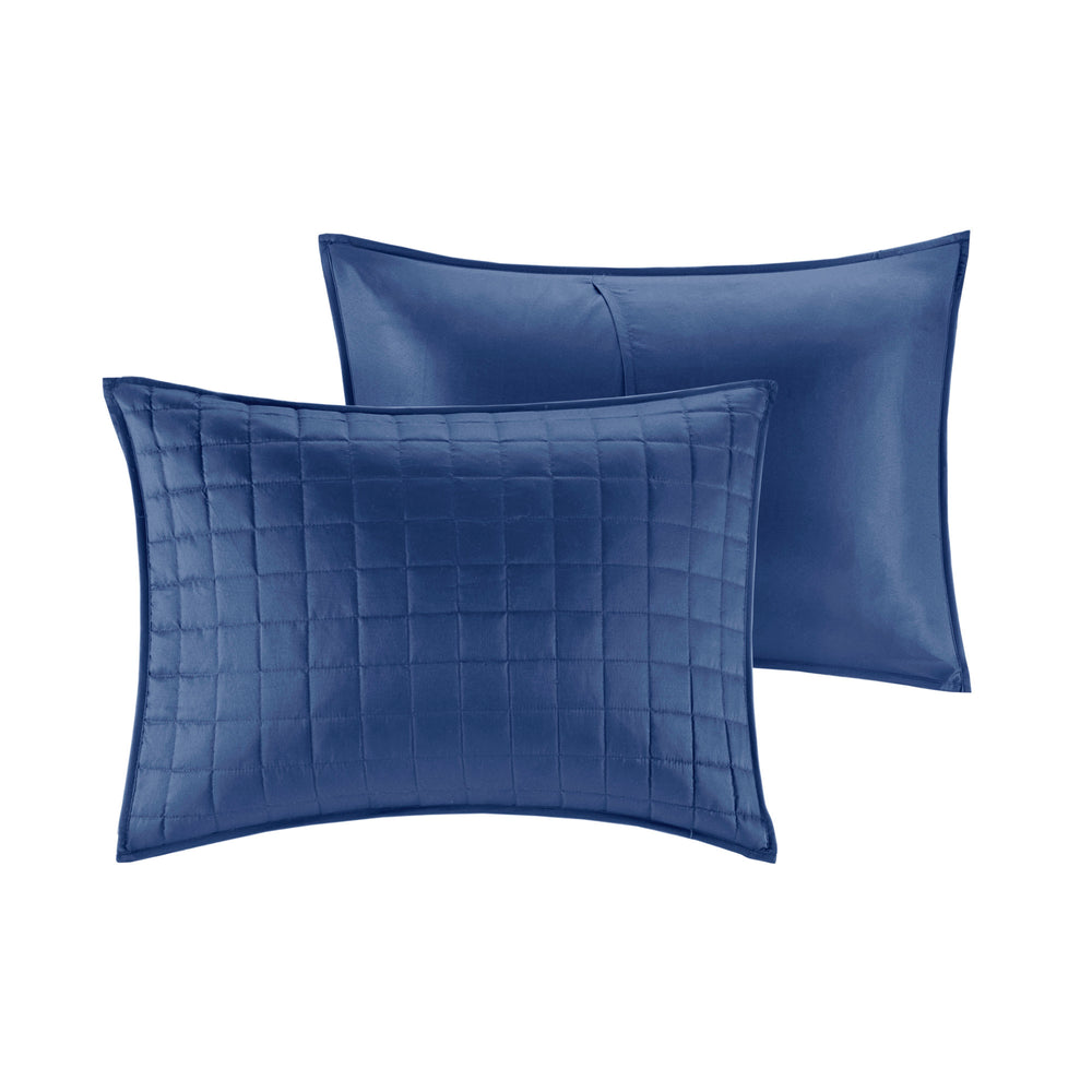 8 Piece Comforter and Quilt Set Collection Navy Full/Queen Media 16