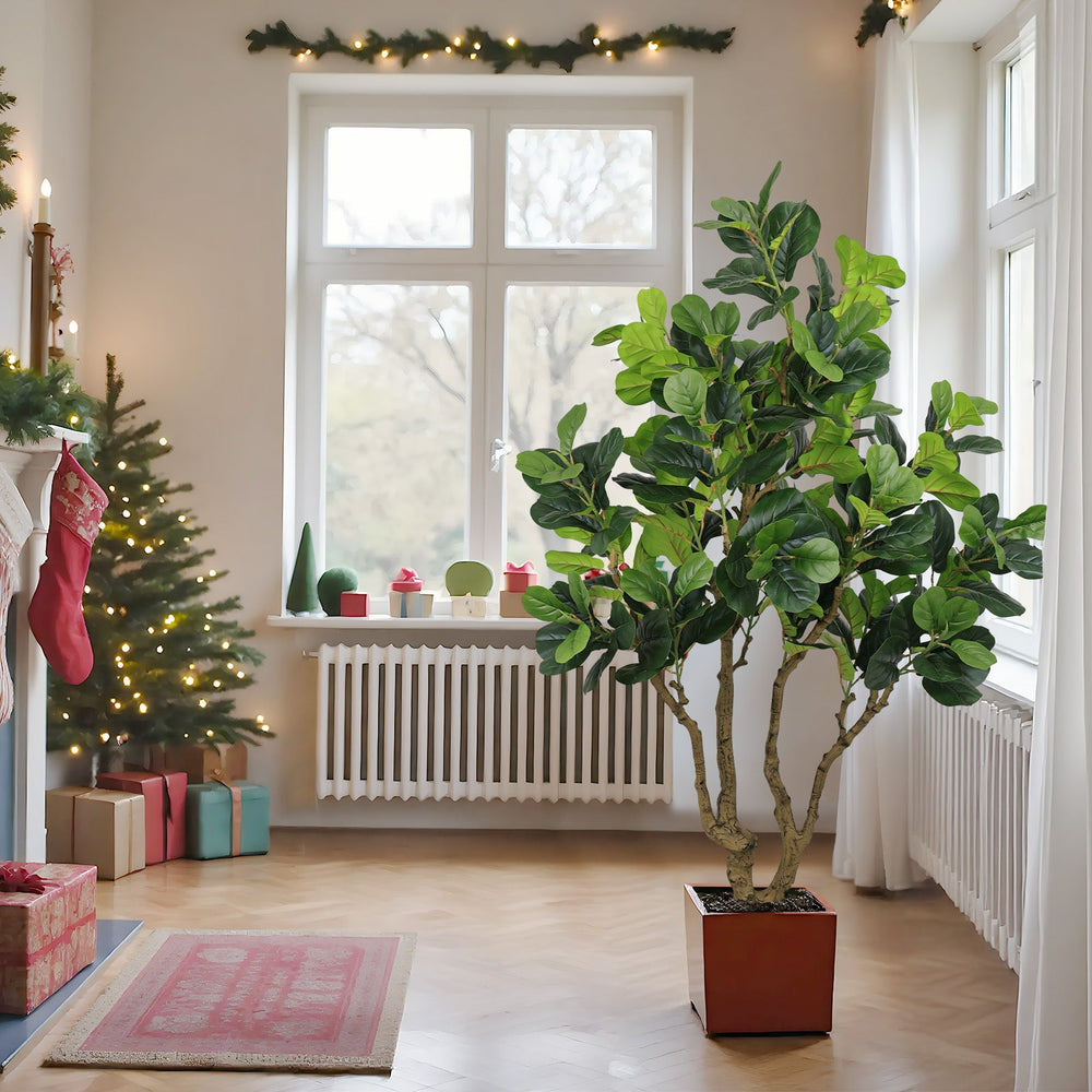 7FT Tall Artificial Banyan Tree Silk Plant – Large Faux Greenery with Natural Look Leaves for Indoor Outdoor Home Office Decoration, Potted Fake Tree, 1pc/set Media 12