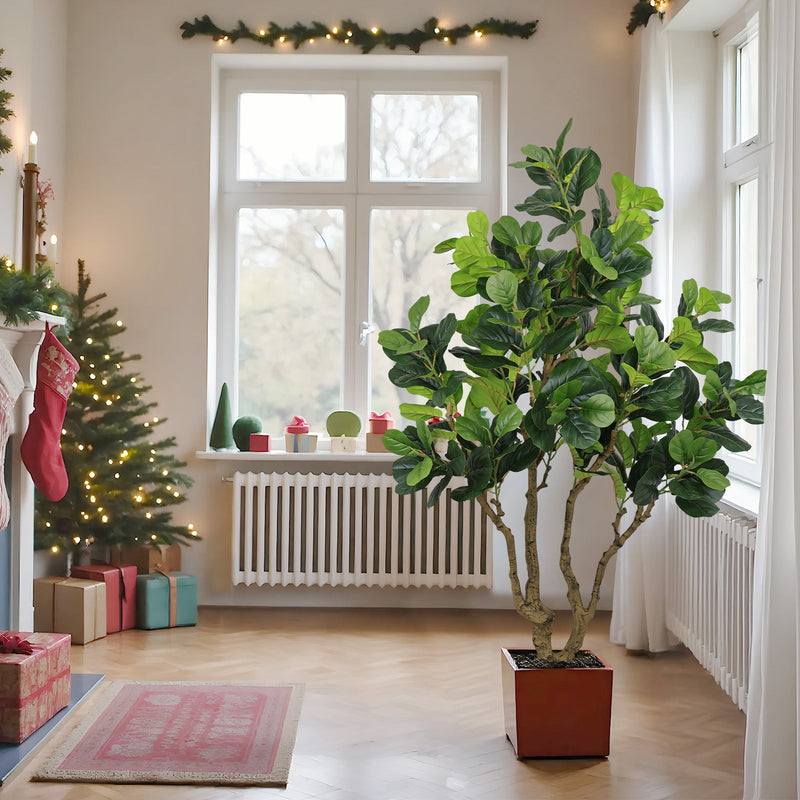 7FT Tall Artificial Banyan Tree Silk Plant – Large Faux Greenery with Natural Look Leaves for Indoor Outdoor Home Office Decoration, Potted Fake Tree, 1pc/set
