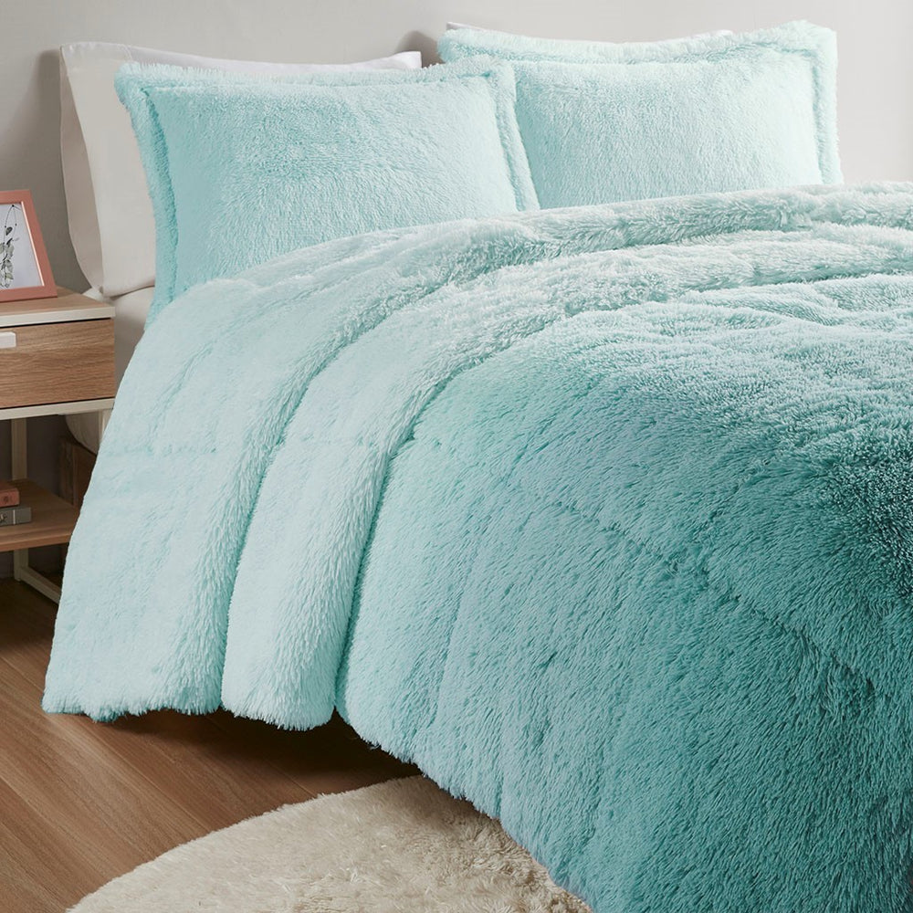 Twin/Twin XL Ombre Shaggy Long Fur Comforter Mini Set Media 9