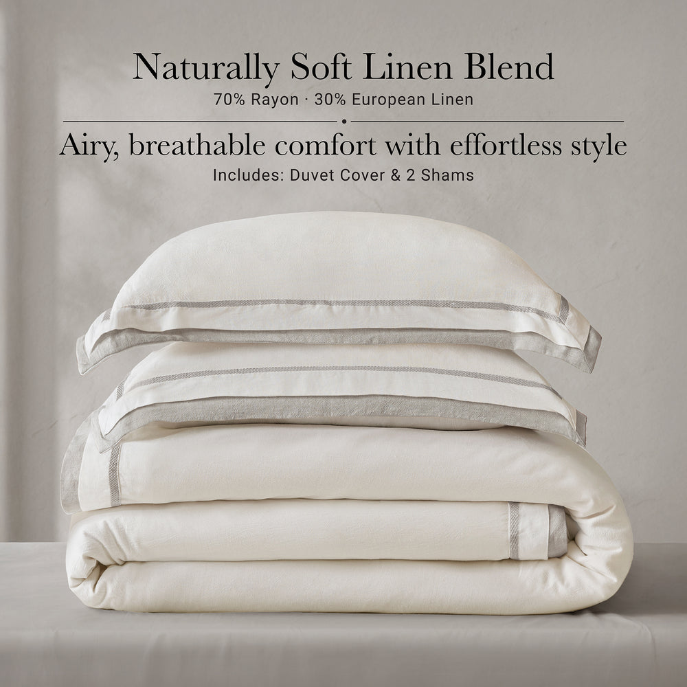 3 Pieces Full/Queen Duvet Cover Set,White+Gray Media 2