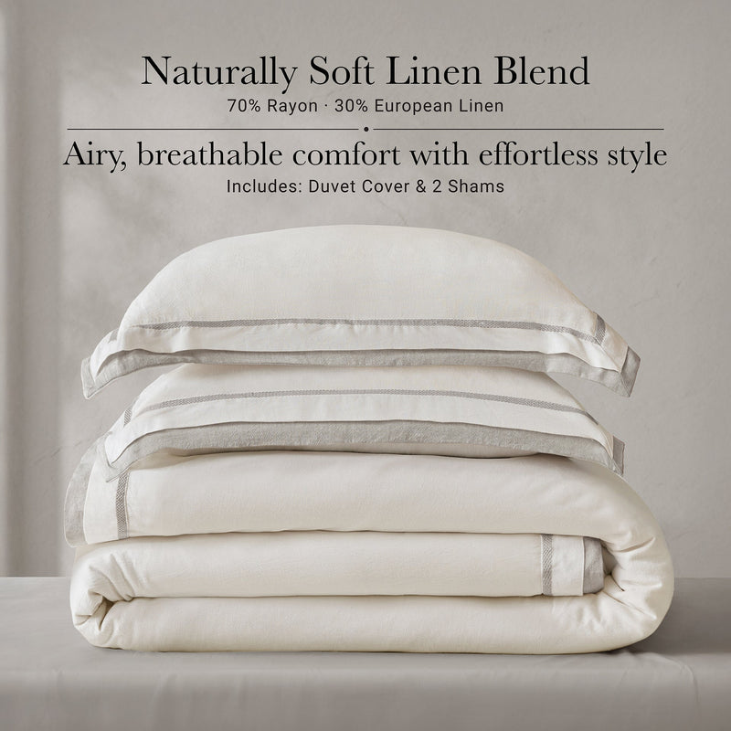 3 Pieces Full/Queen Duvet Cover Set,White+Gray