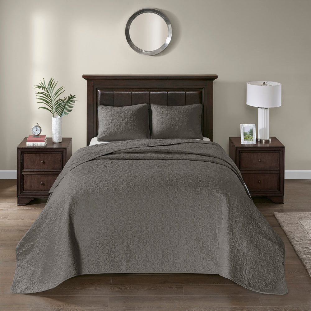 Reversible Bedspread Set Dark Grey Full Media 7