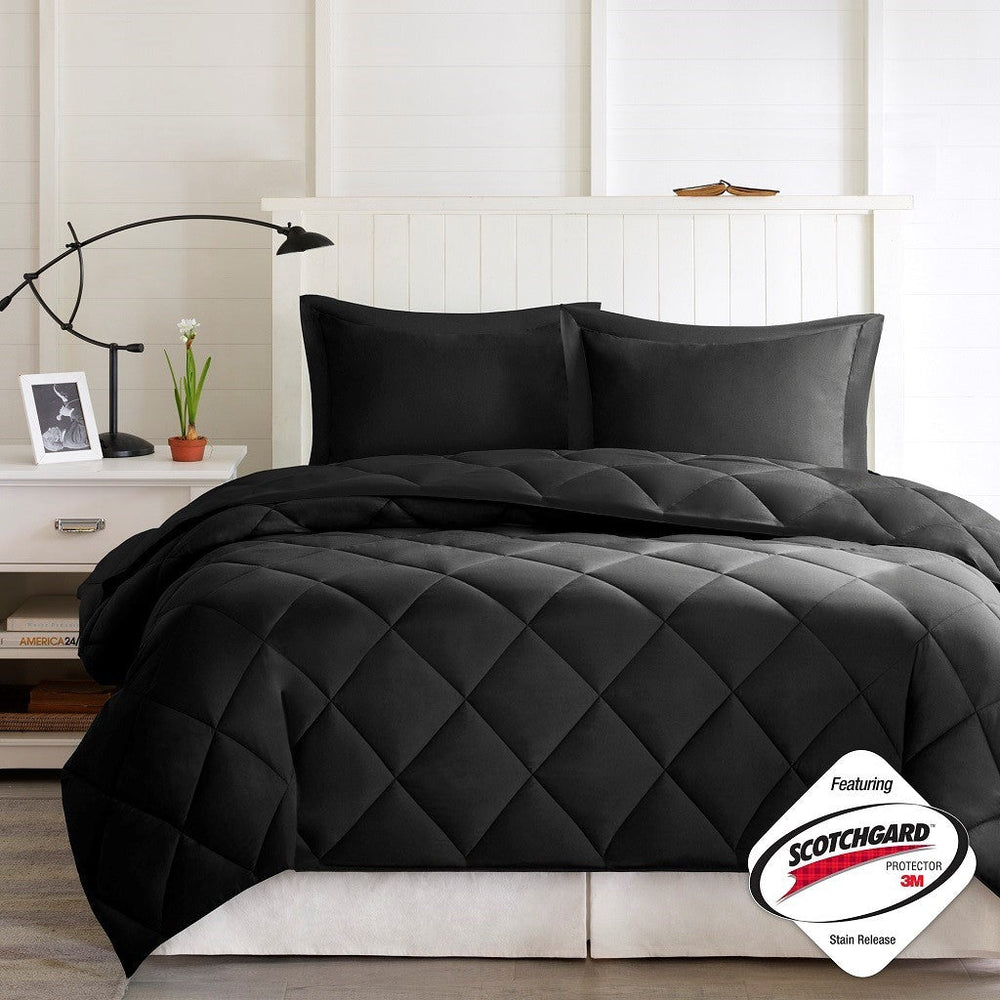 Full/Queen 3M Scotchgard Diamond Quilting Reversible Down Alternative Comforter Set Media 6