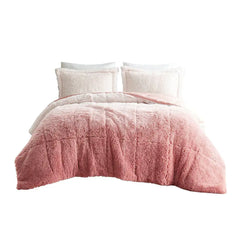 Ombre Shaggy Long Fur Comforter Mini Set perspective