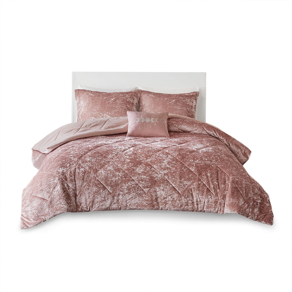 Full/Queen Velvet Comforter Set with Throw Pillow Media 6