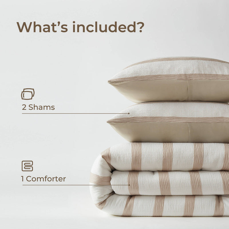 3-Piece Full/Queen Yarn-dyed striped comforter