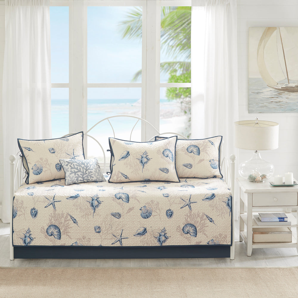 6 Piece Reversible Printed Microfiber Daybed Cover Set Blue Daybed Media 5