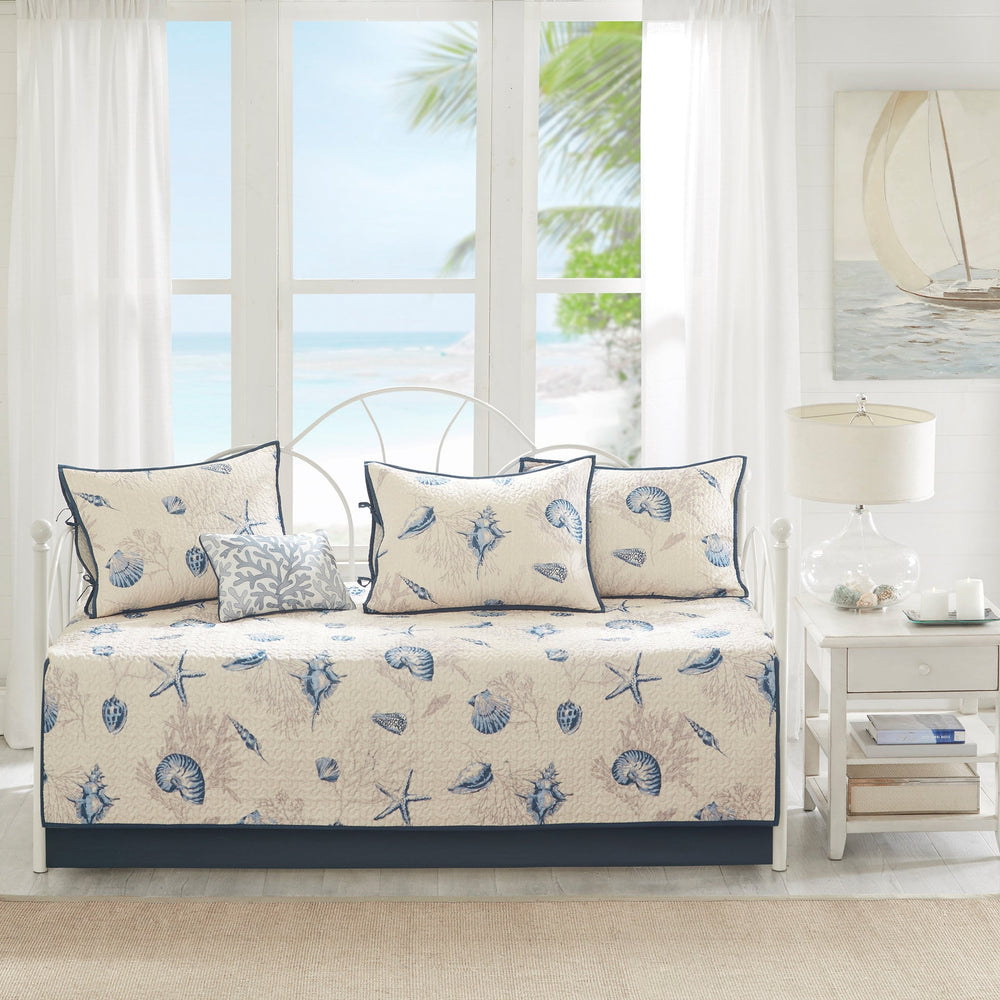 6 Piece Reversible Printed Microfiber Daybed Cover Set Blue Daybed Media 5