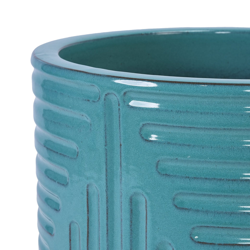 Ceramic Flowerpot, Modern Planter for Patio, Garden, Windowsill - Cyan Media 7