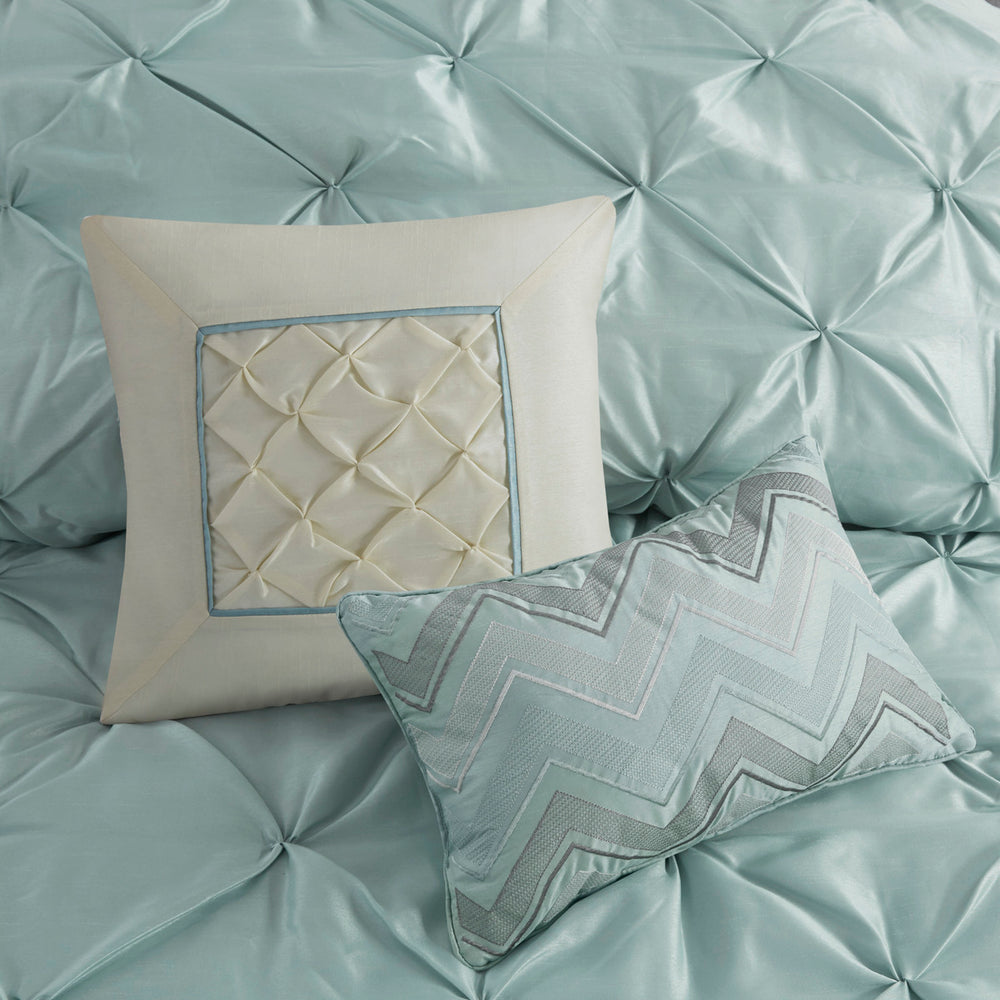 7 Piece Tufted Comforter Set Seafoam Cal King Media 7