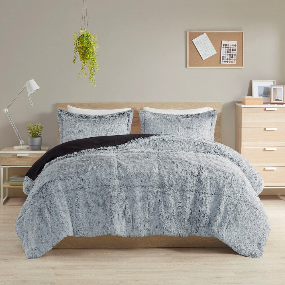 Twin/Twin XL Shaggy Long Fur Comforter Mini Set Media 3