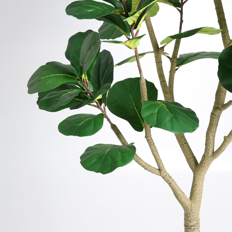 7FT Artificial Fiddle Leaf Fig Tree, Realistic Faux Potted Plant in Black Pot, 1pc/set