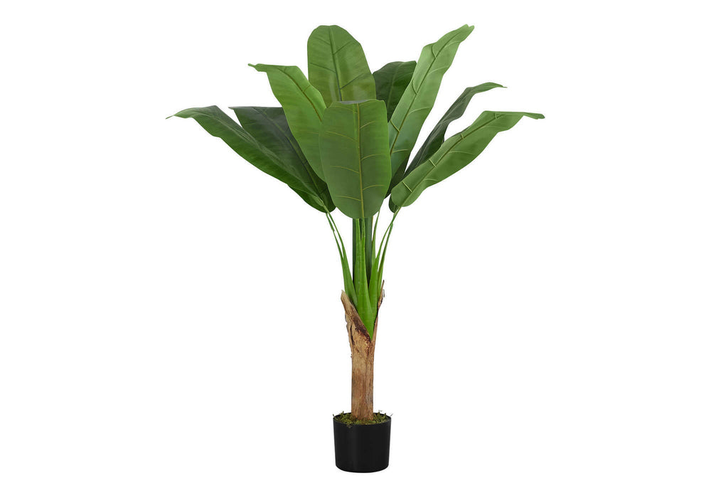 Artificial Plant, 43' Tall, Banana Tree, Indoor, Faux, Fake, Floor, Greenery, Potted, Real Touch, Decorative, Green Leaves, Black Pot Media 2