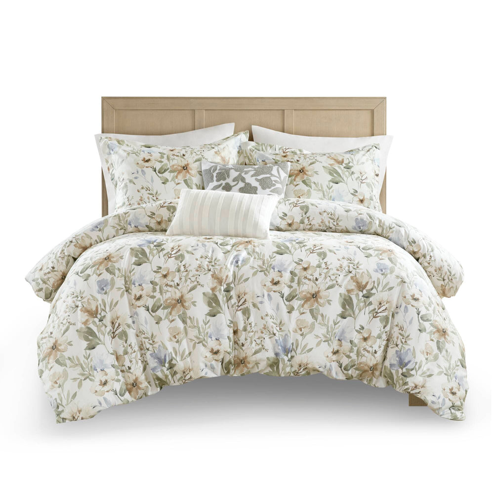 5PCS Full/Queen  Cotton Sateen Print Duvet Set Media 14