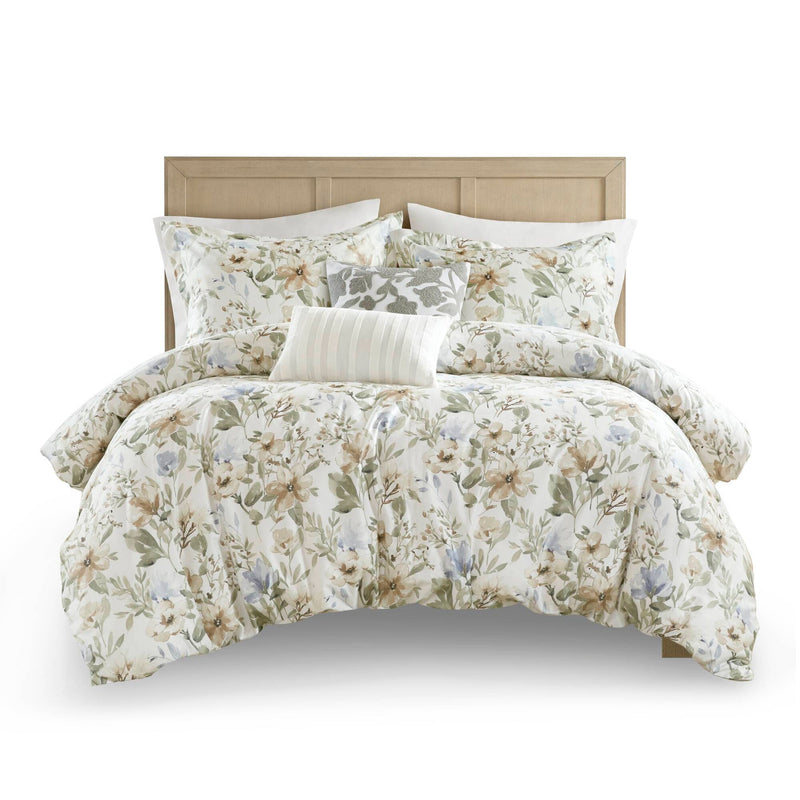 5PCS King/Cal King Cotton Sateen Print Duvet Set