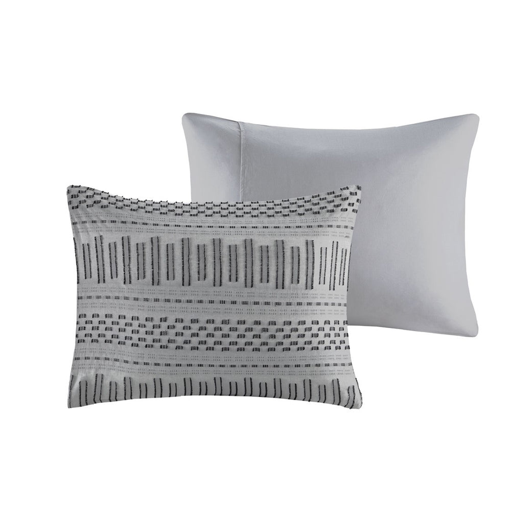 Cotton Jacquard Comforter Mini Set Grey/Black King/Cal King Media 7