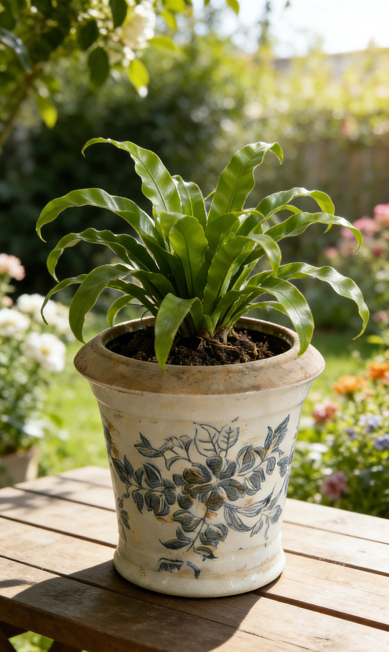5.3x5.3x5.1' Ceramic Planter with Floral Pattern, Set of 4